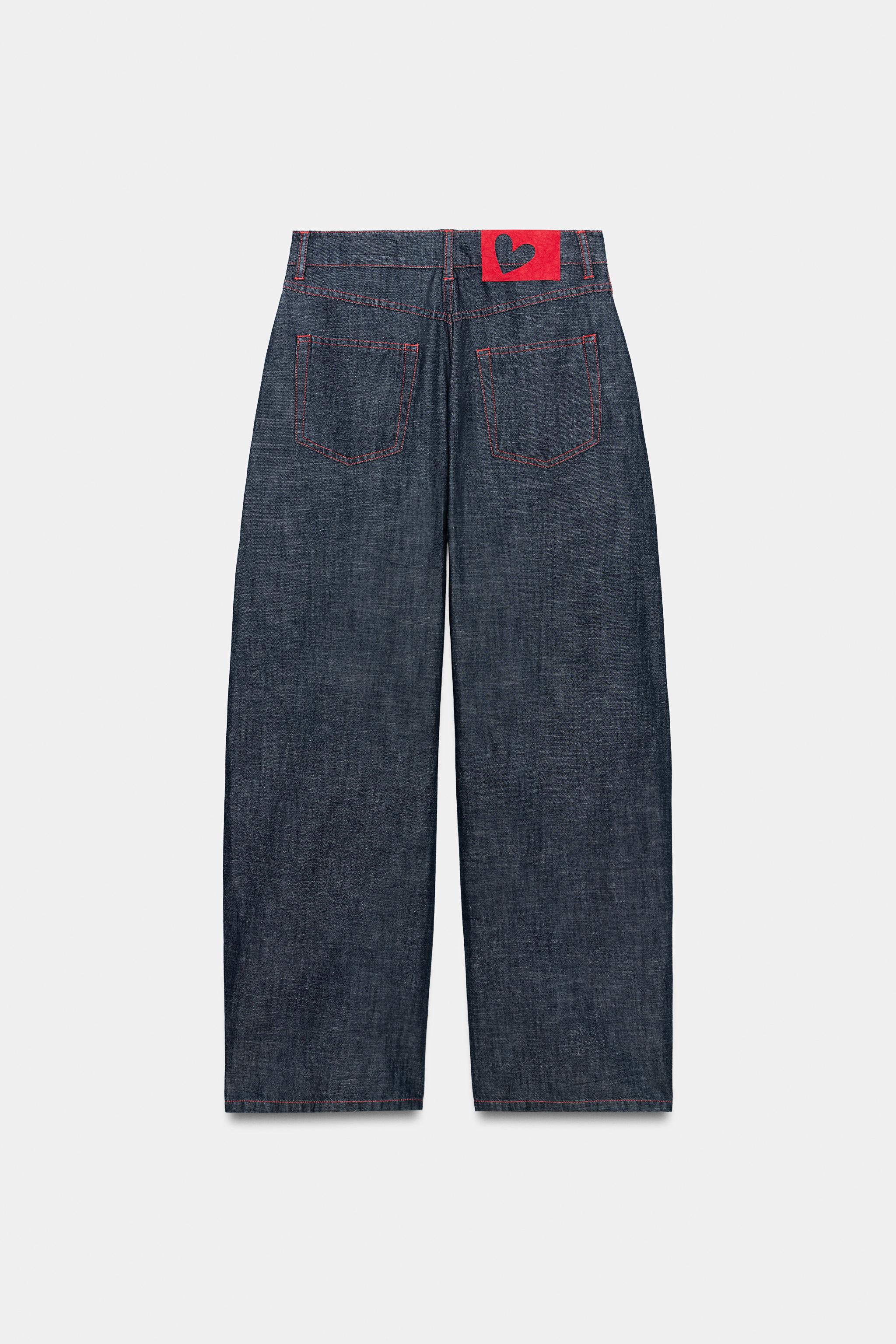 LINEN BARREL PANTS WITH CONTRAST TOPSTITCHING